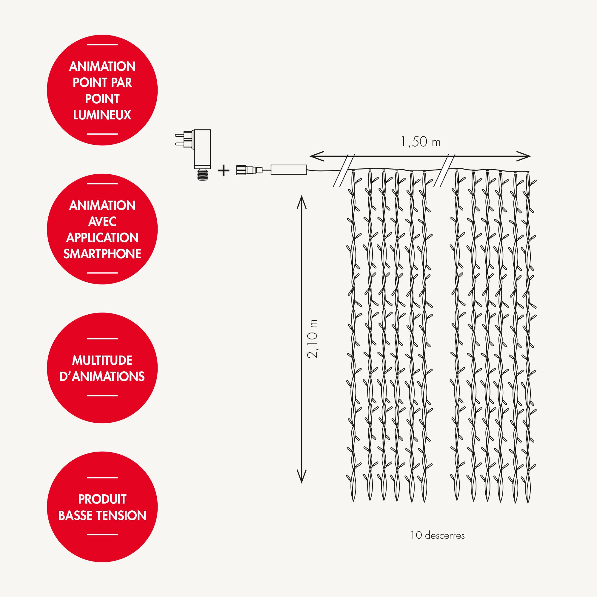 Rideau Twinkly H1,5 x L2,1m